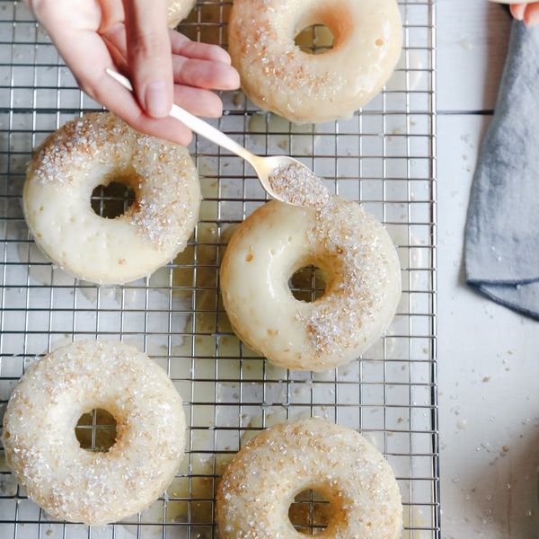Champagne Donuts With White Chocolate Glaze