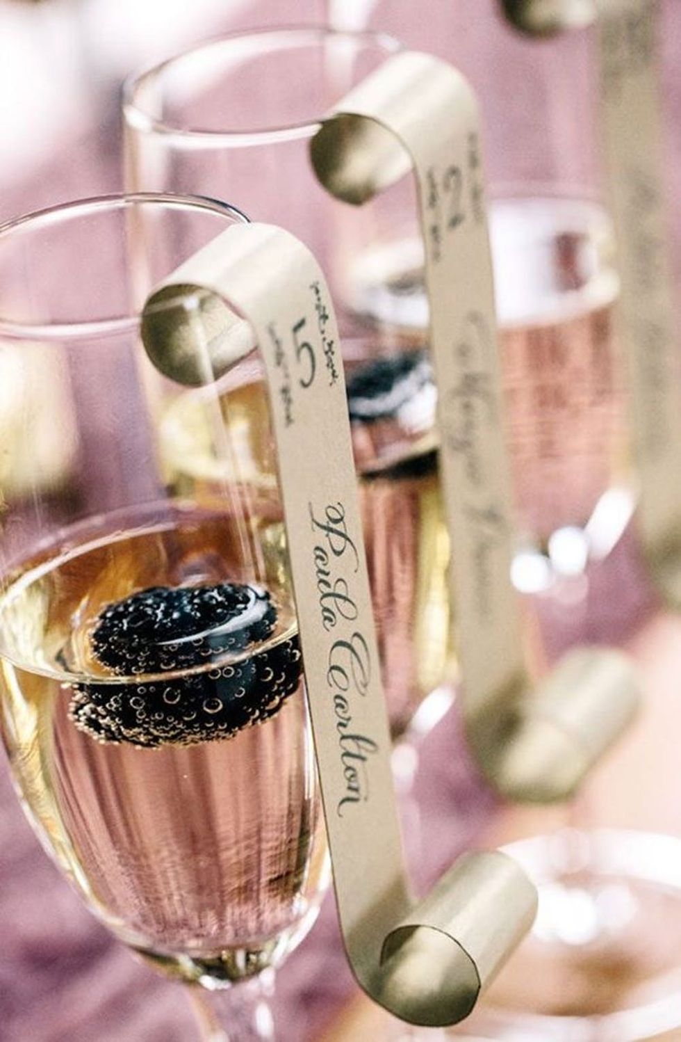 Champagne Flute Escort Cards unique table numbers