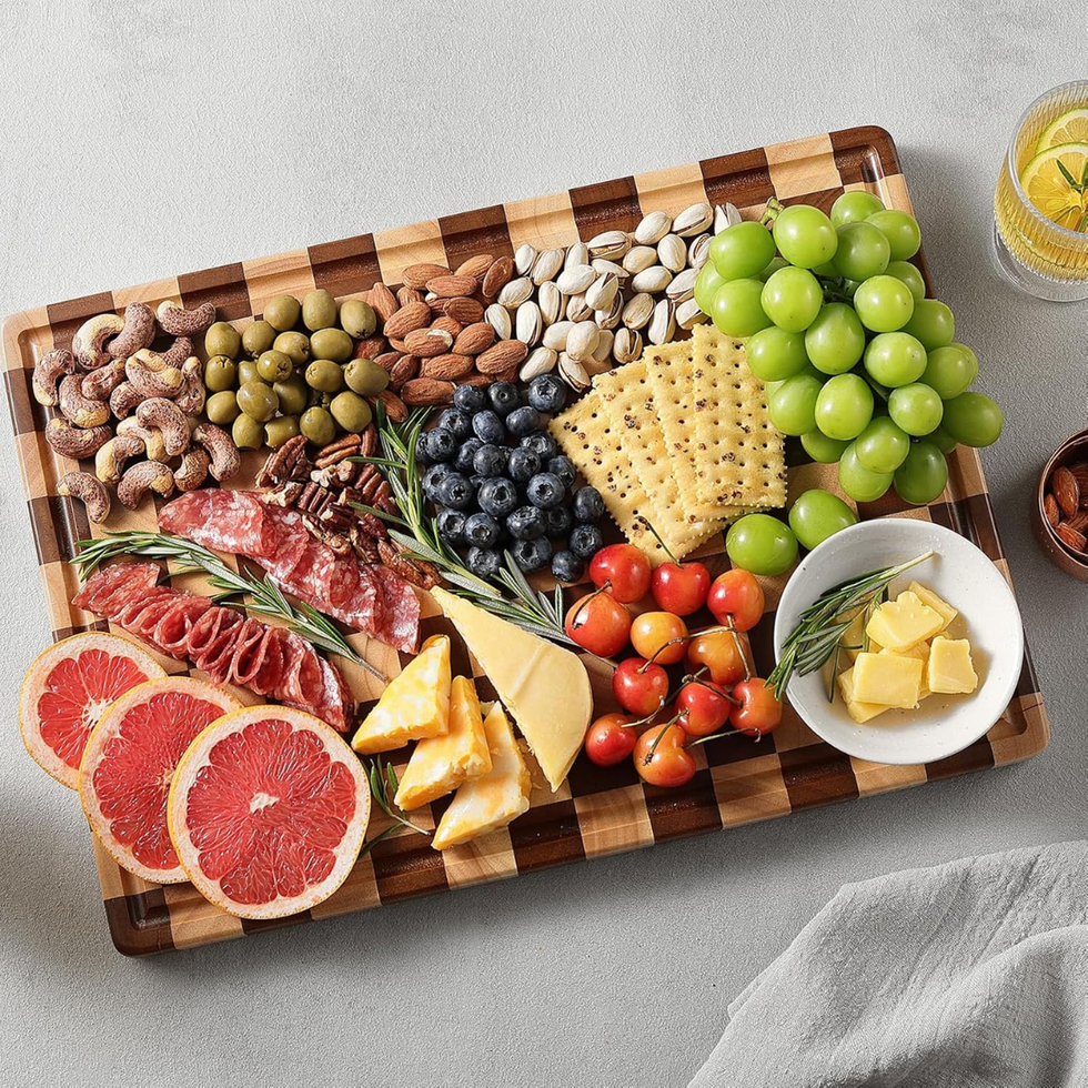 Checkered Acacia Wood Charcuterie Board