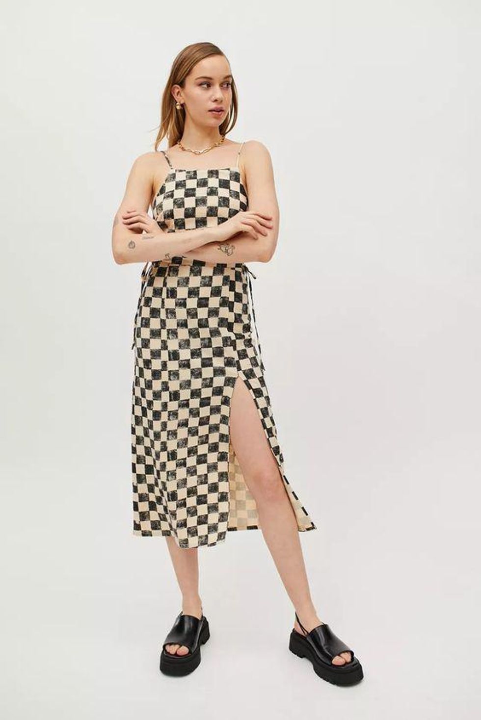 Checkered slip dress urban outfitters