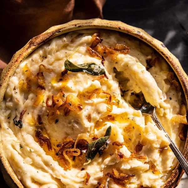 Cheesy Mashed Potatoes with Caramelized Onions