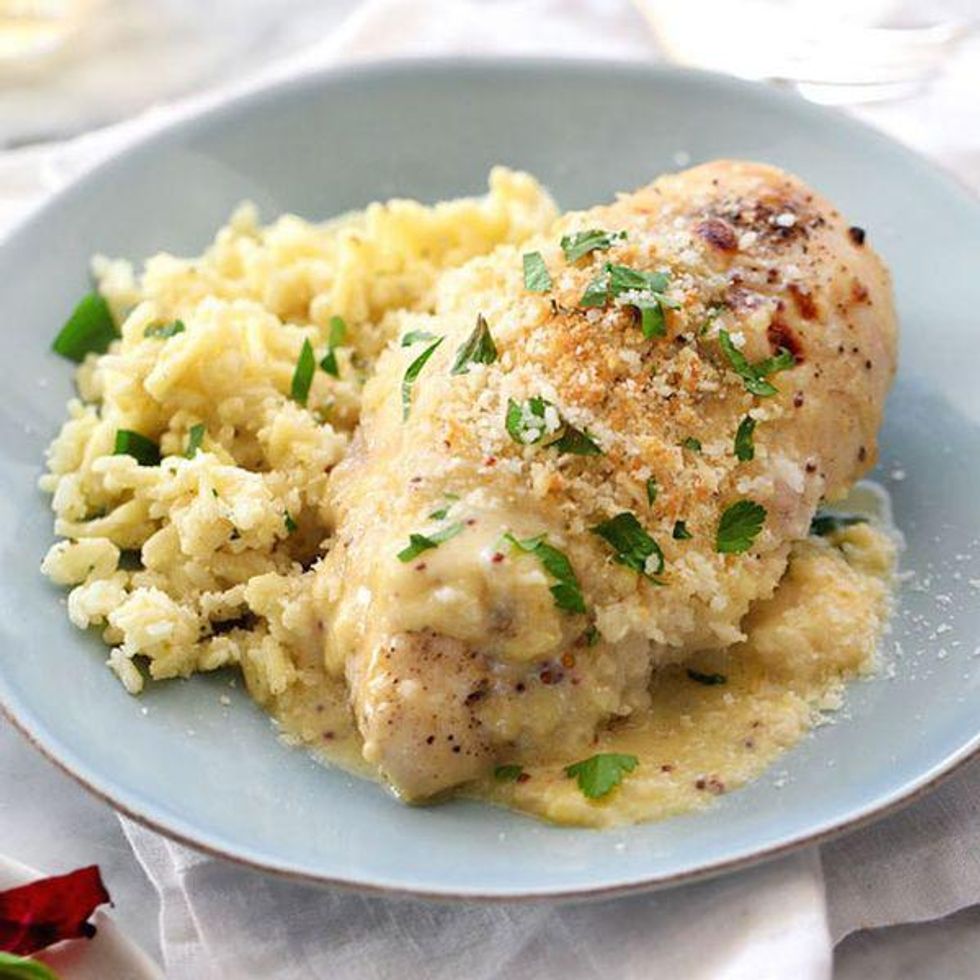 cheesy mustard chicken recipe international women's day