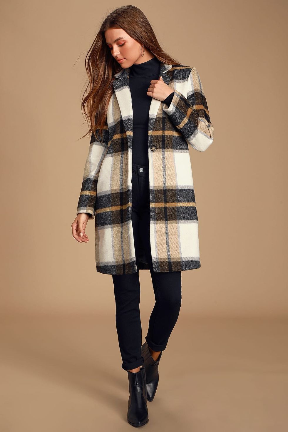 Cher Ivory Plaid Brushed Wool Coat fall coats 2023