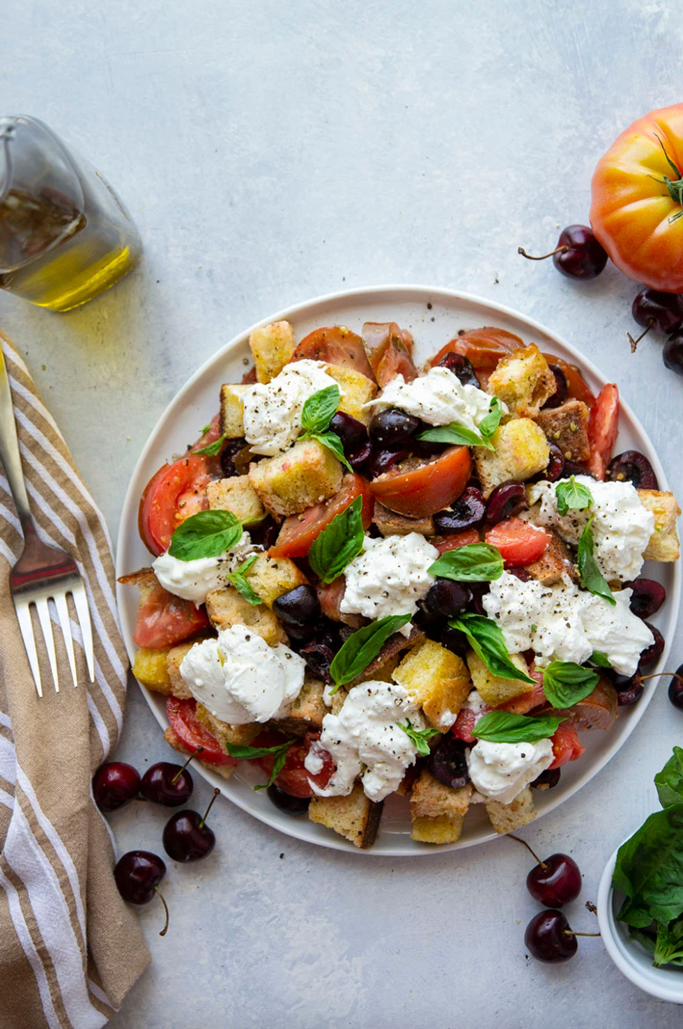 CHERRY BURRATA PANZANELLA SALAD
