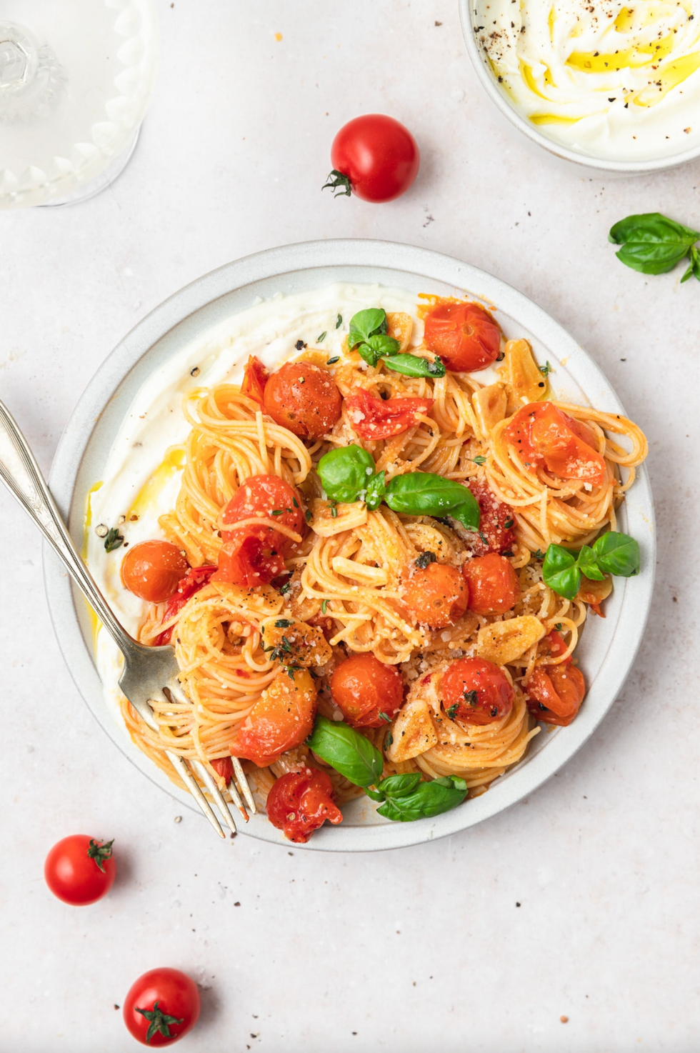 Cherry Tomato Pasta with Whipped Ricotta
