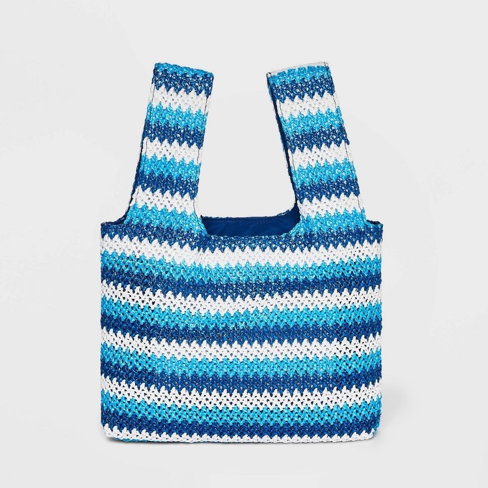 Chevron Print Striped Satchel