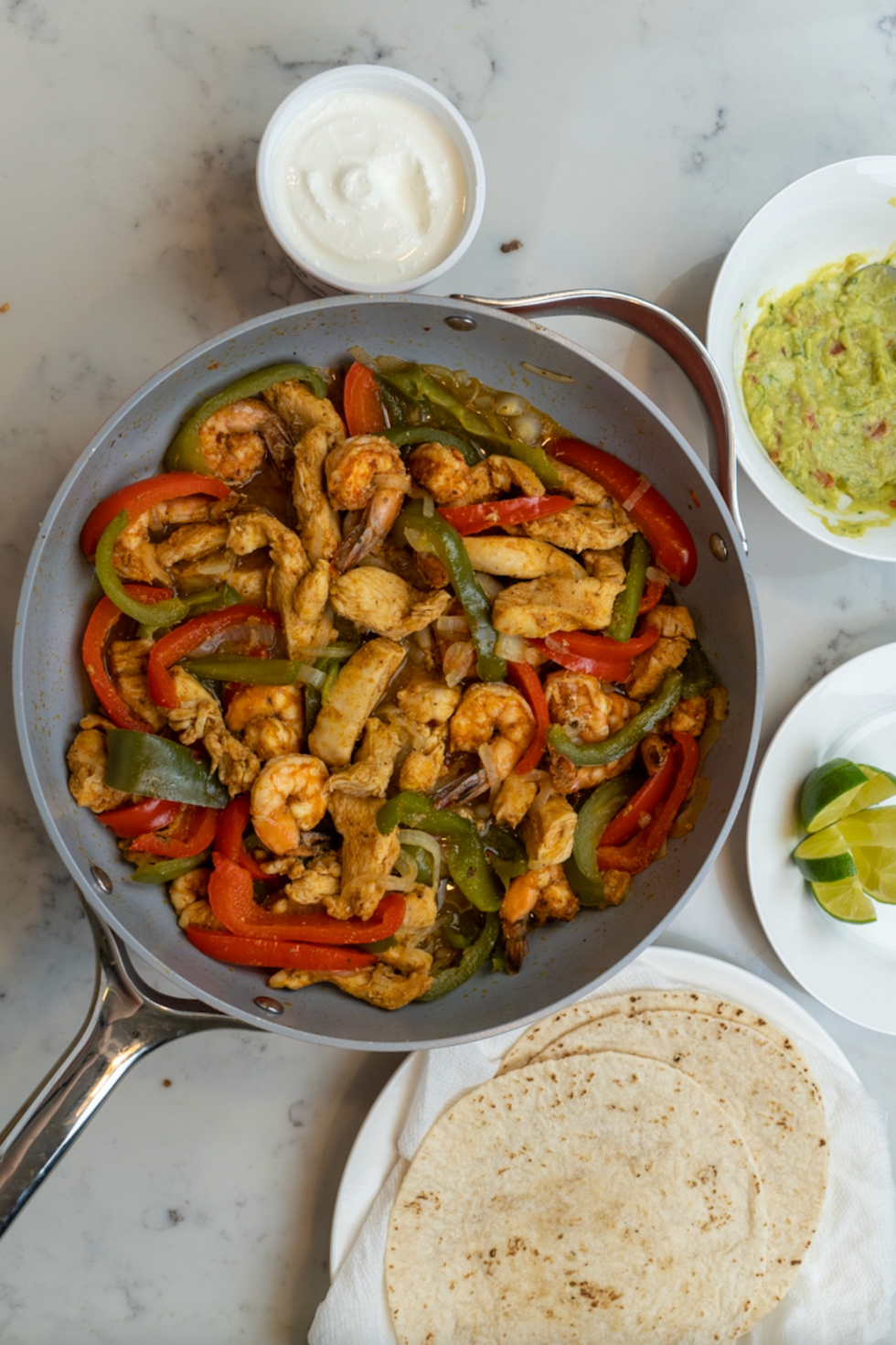 CHICKEN AND SHRIMP FAJITAS
