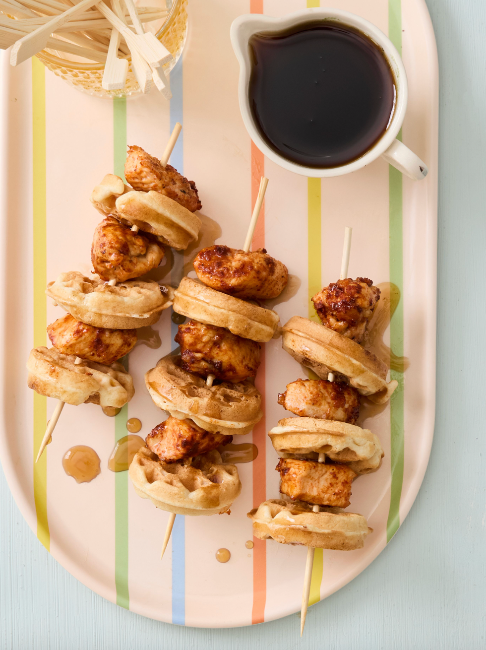 chicken and waffle kebabs
