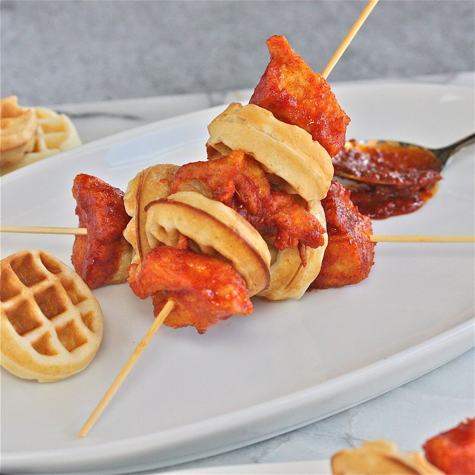 Chicken and Waffle Skewers tailgate food