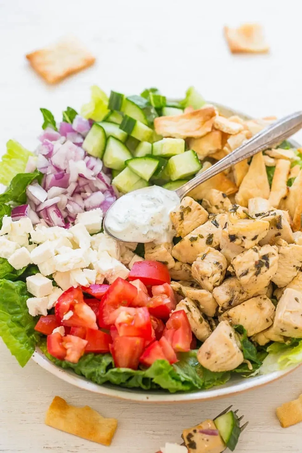Chicken Gyro Salad With Tzatziki Sauce