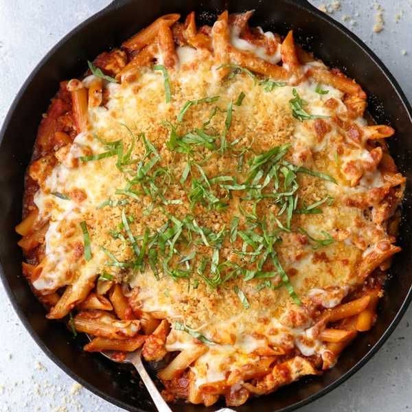 chicken parmesean pasta skillet