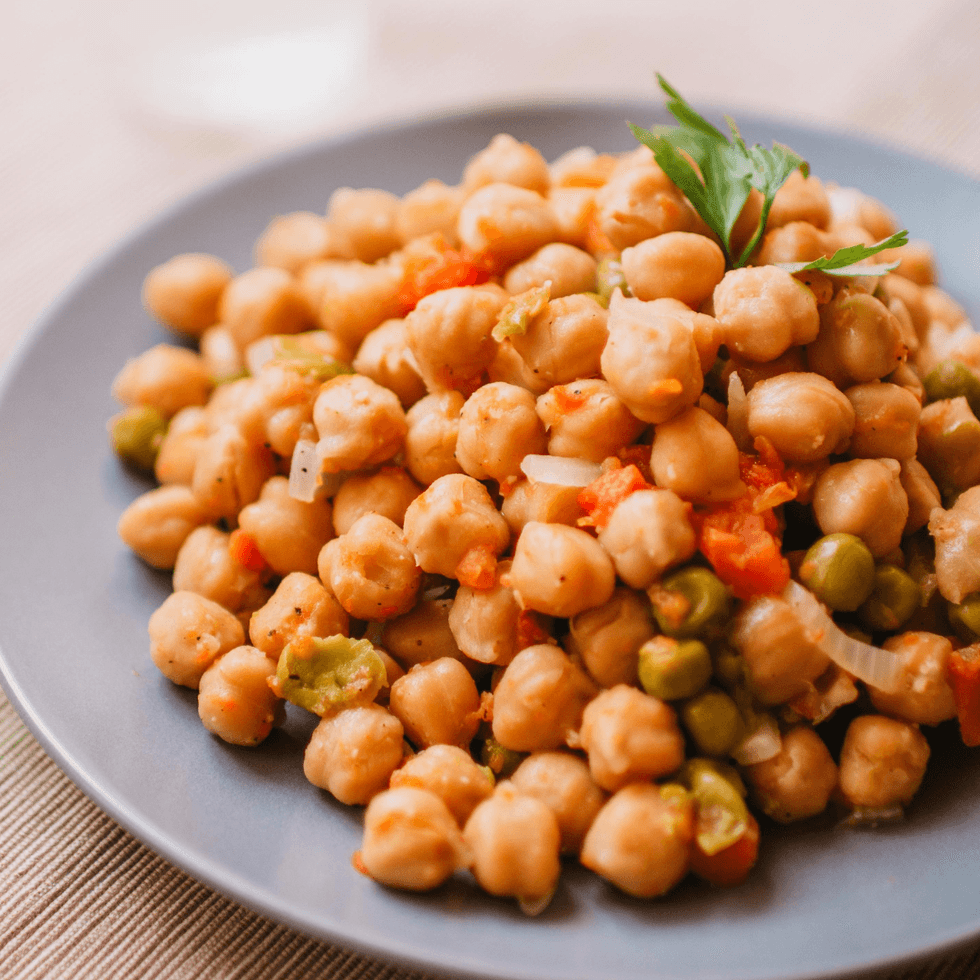 Chickpea and vegetable dish on a plate