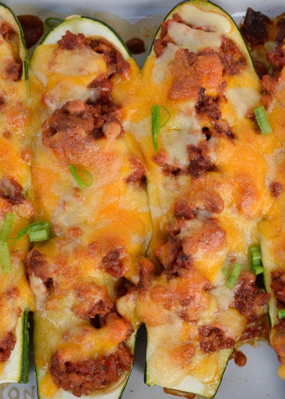 Chili Cheese Stuffed Zucchini Boats