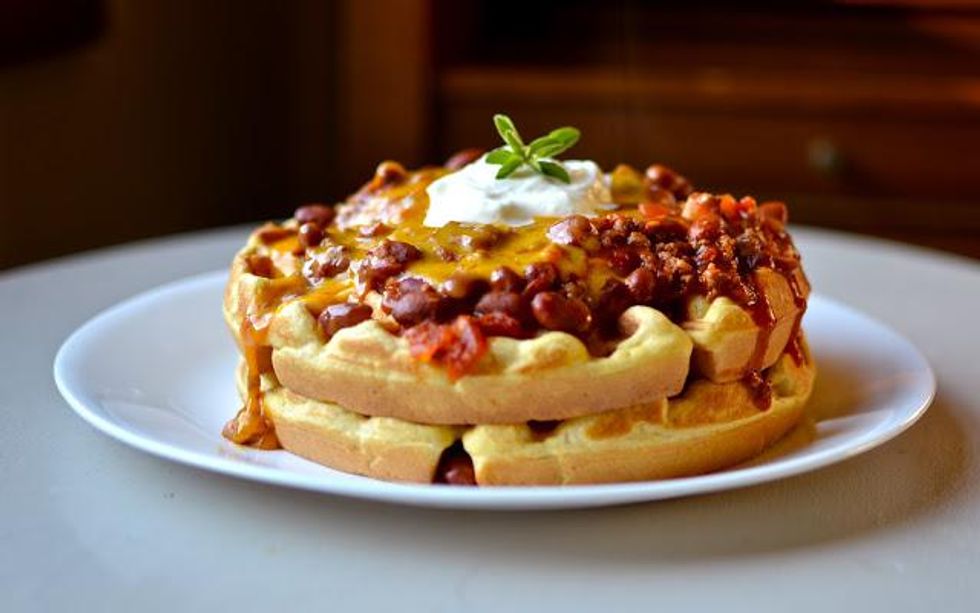 Chili + Cornbread Waffles