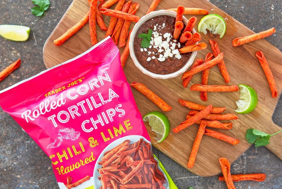 Chili & Lime Flavored Rolled Corn Tortilla Chips Trader Joe's Snacks