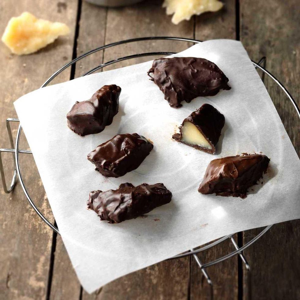 Chocolate-Covered Cheese Bites