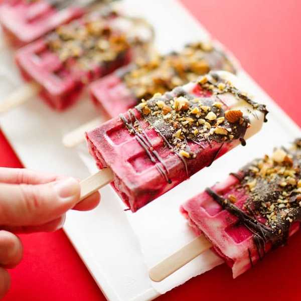 Chocolate Covered Cherry Yogurt Popsicles