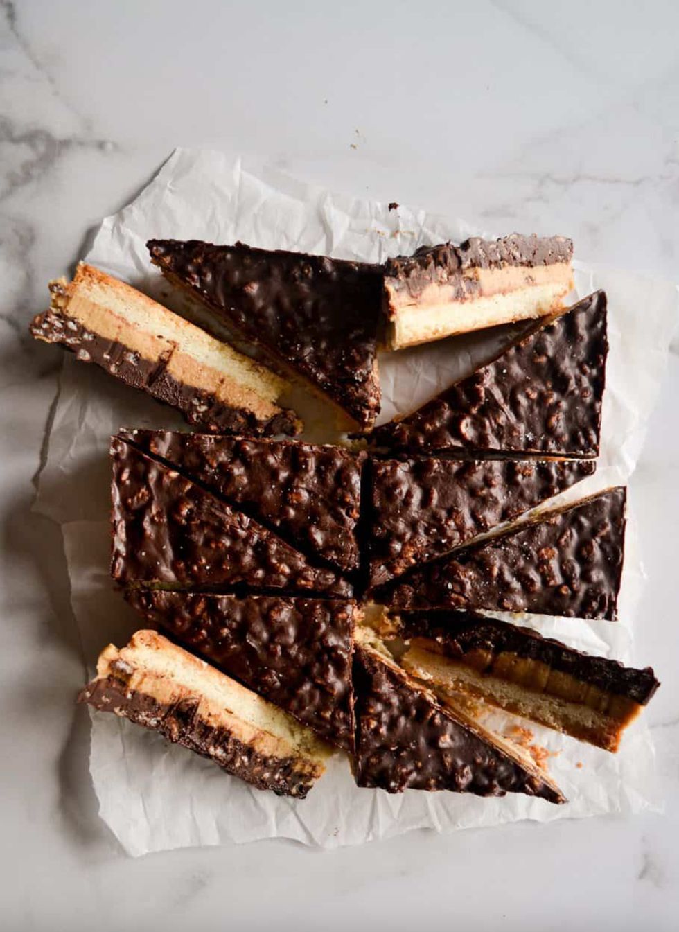 Chocolate Krispie Peanut Butter Shortbread Bars