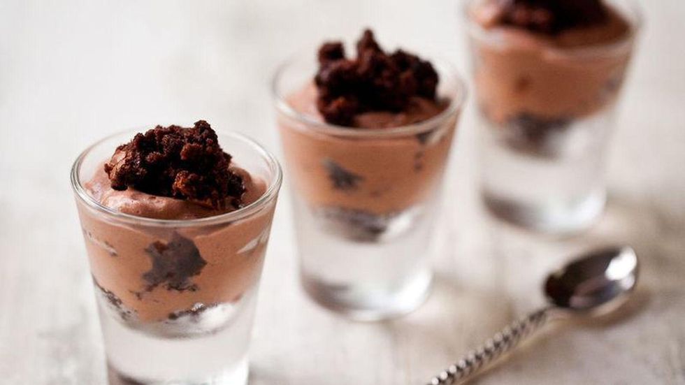 Chocolate Mousse Brownie Shots dessert