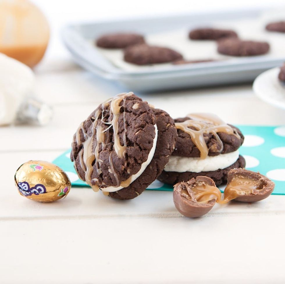 Chocolate Oatmeal Caramel Creme Egg Cookies Easter Treats and easter dessert recipes