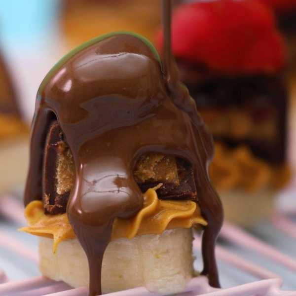 Chocolate PB+J Banana Bites