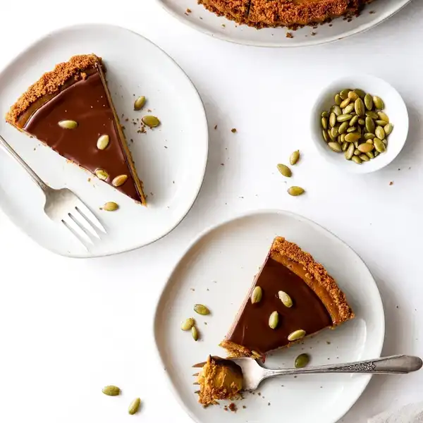 Chocolate Pumpkin Tart with Gingersnap Crust