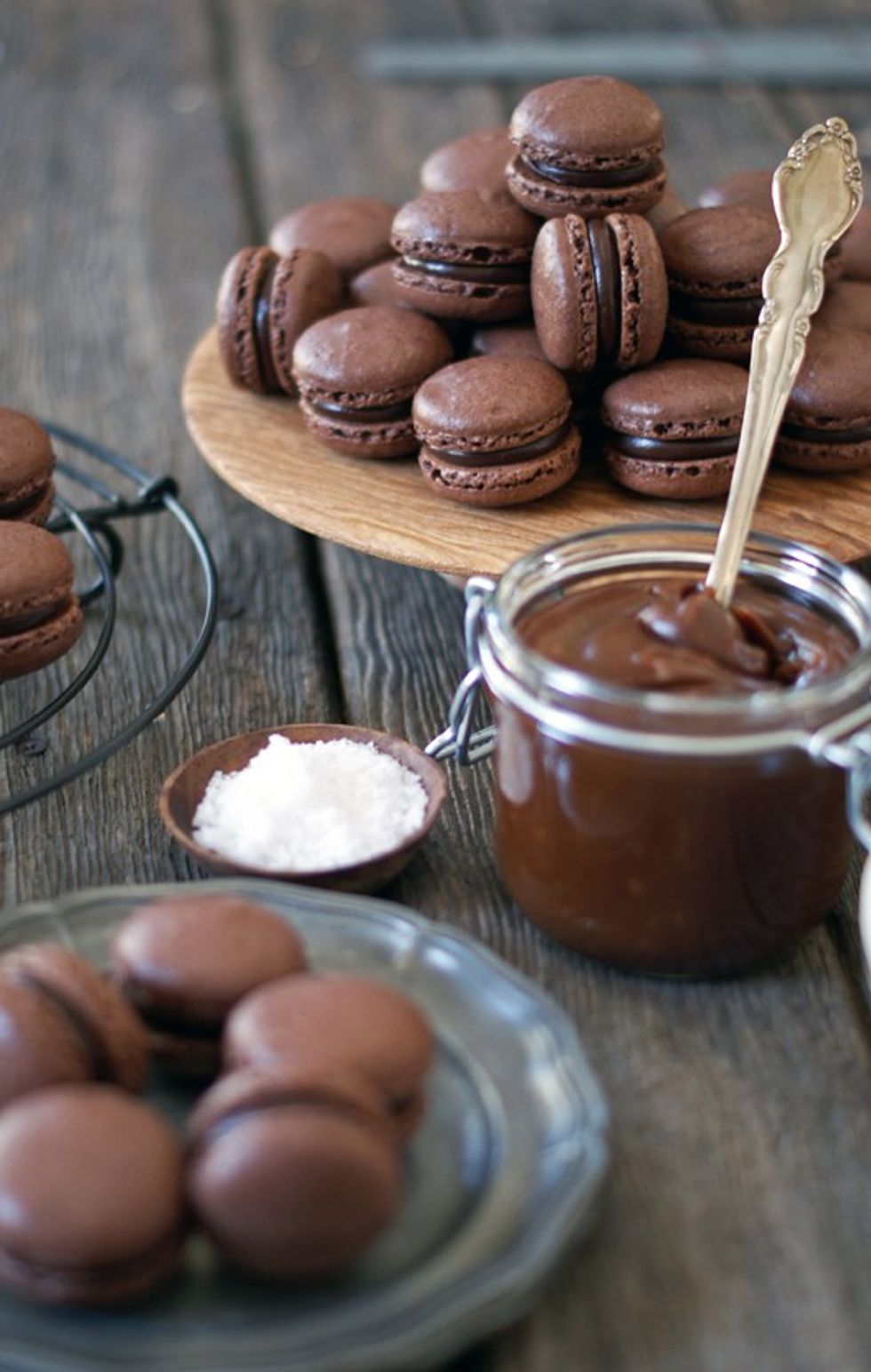 Chocolate + Salted Caramel Macarons