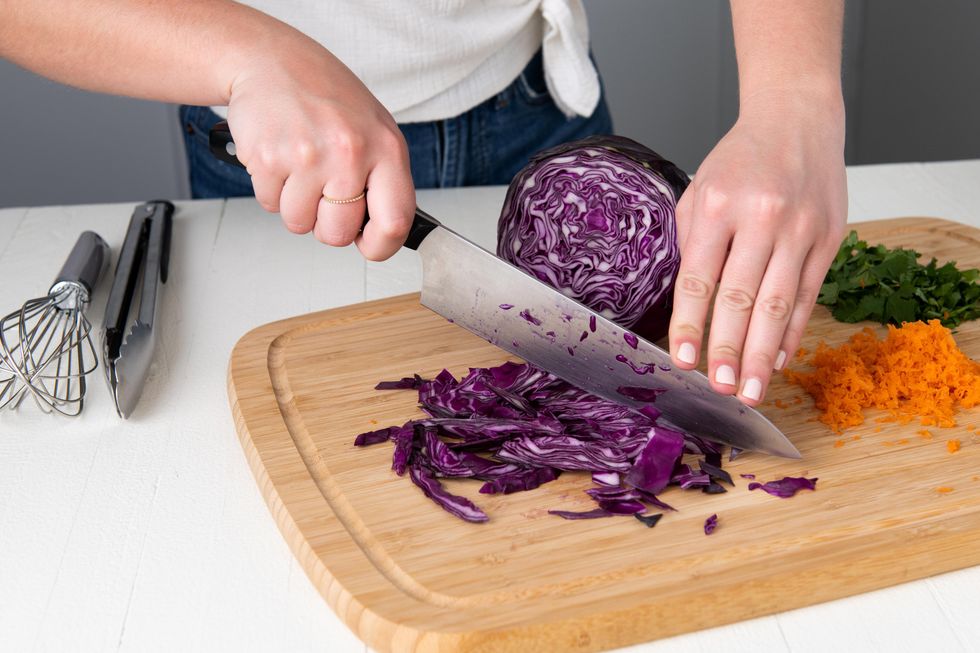 chopping cabbage cutting board