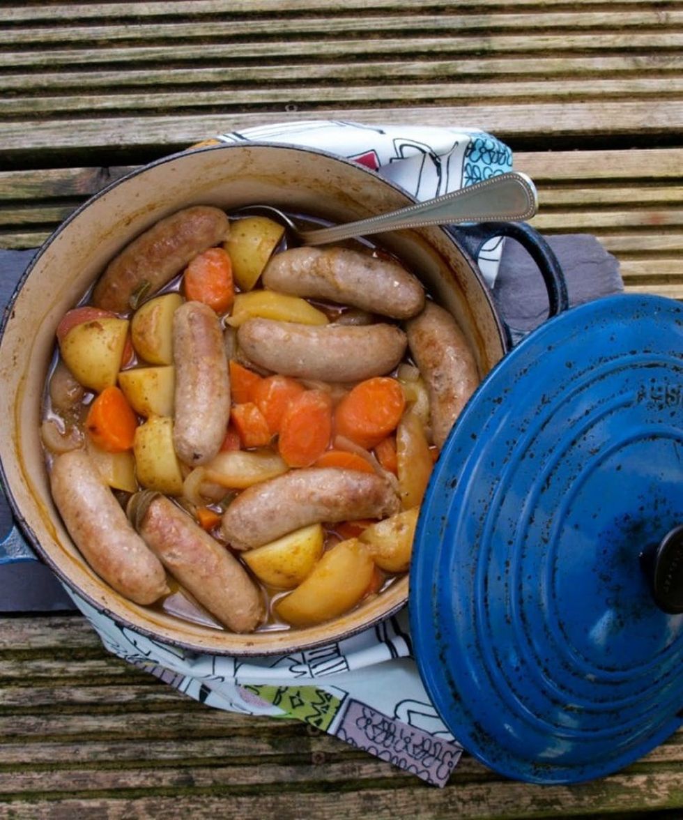 Cider, Apple, and Sausage Casserole
