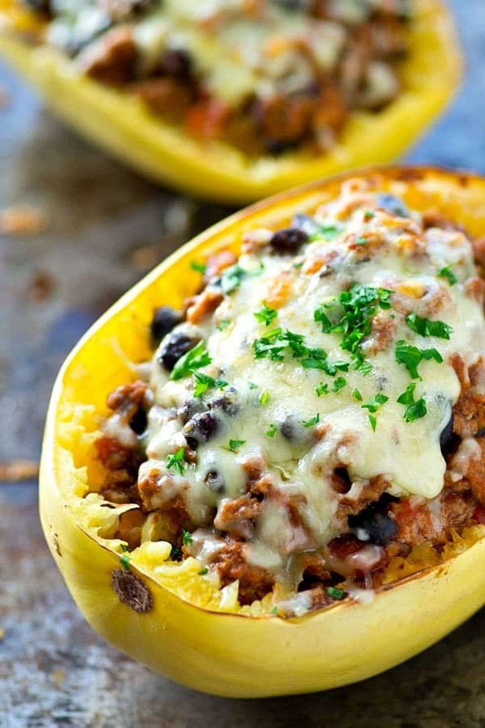 Cincinnati Turkey Chili Spaghetti Squash Bowls