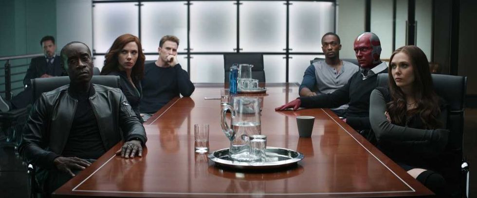 civil war cast sitting at a conference table