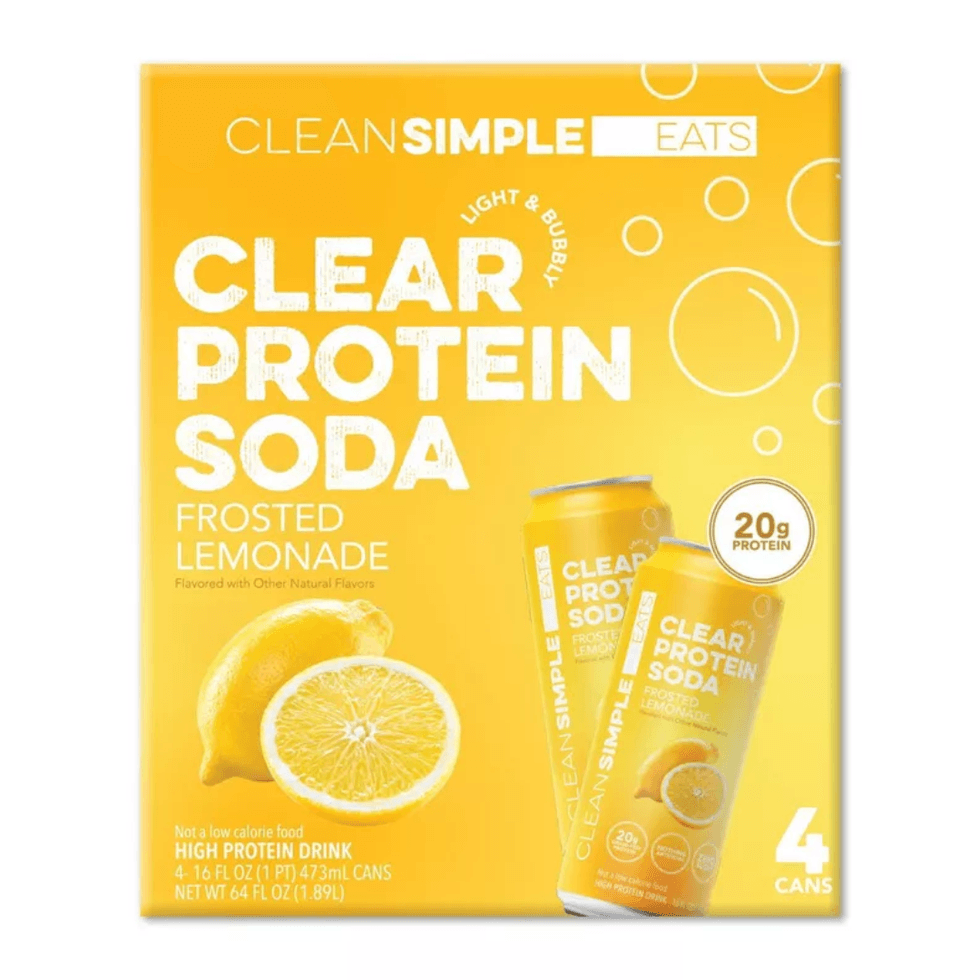 Clean Simple Eats Clear Frosted Lemonade Protein Soda