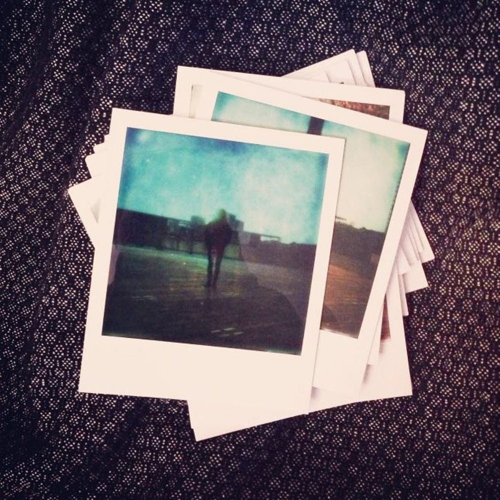 Close-up of instant photo pictures
