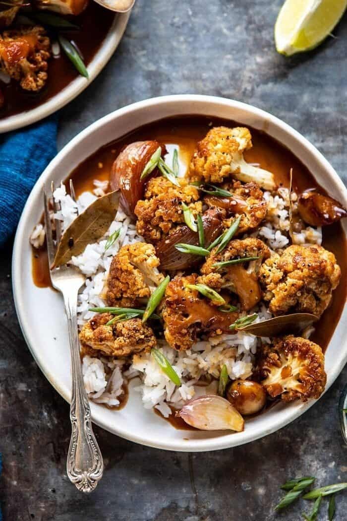 Coconut Cauliflower Adobo is in a bowl.