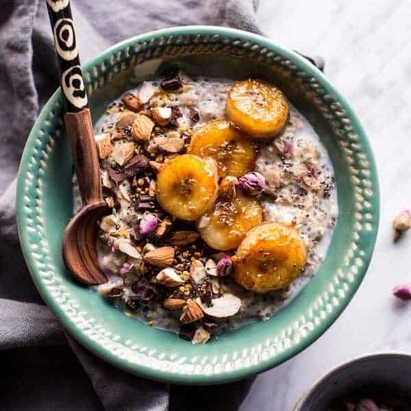 Coconut Chia Oats with Caramelized Bananas