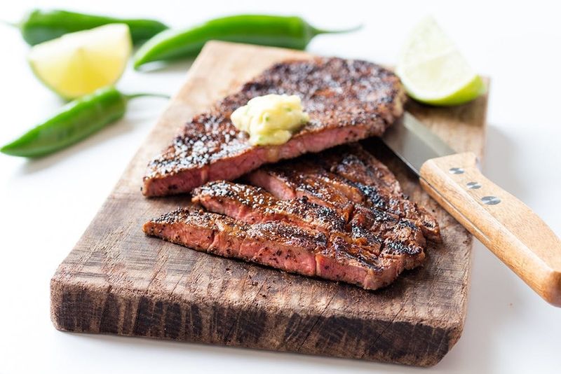 Coffee Rubbed Steak With Chili Lime Butter
