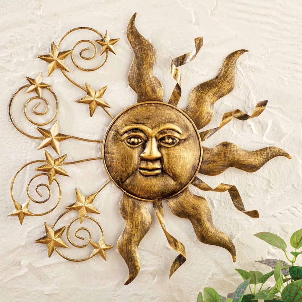 Collections Etc Antique Bronze Finish Sun and Stars Wall Art Decor Sun Wall Decor