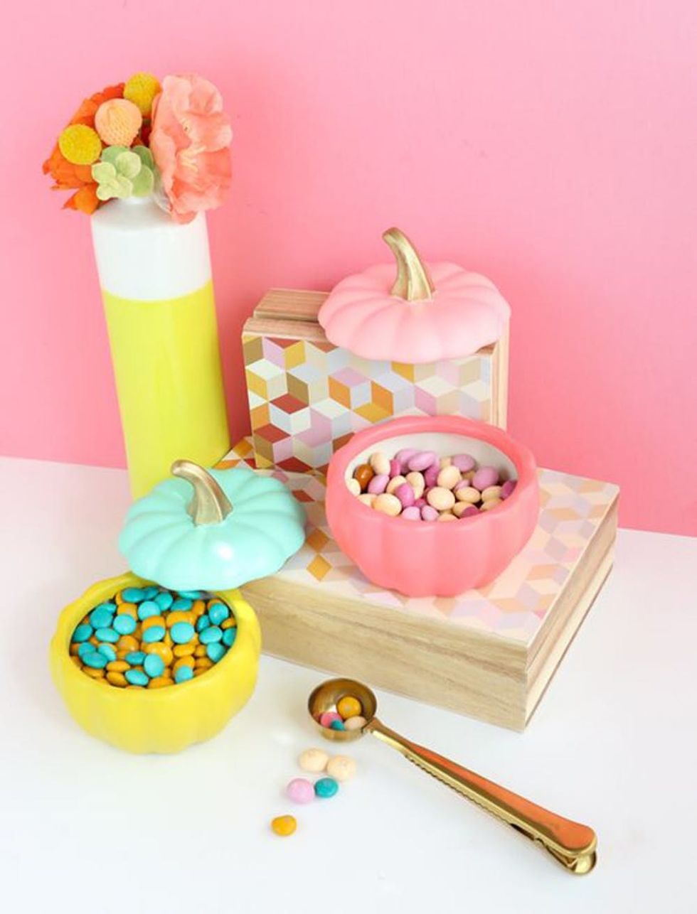 Color-Blocked Pumpkin Candy Dishes