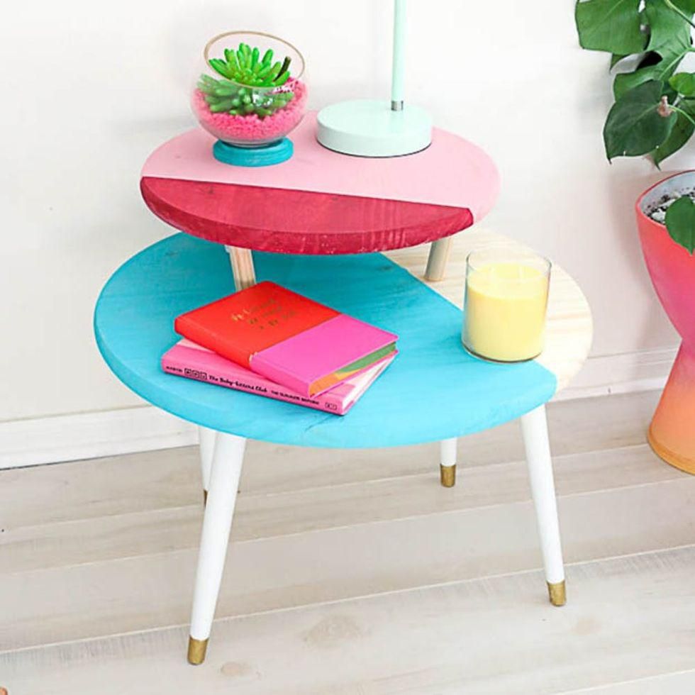 Color-Blocked Two-Tier Coffee Table