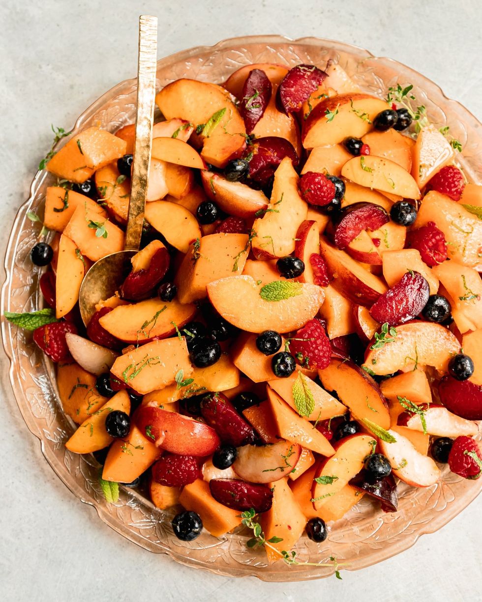 Colorful 20-Minute Summer Fruit Salad with Orange Mint Dressing