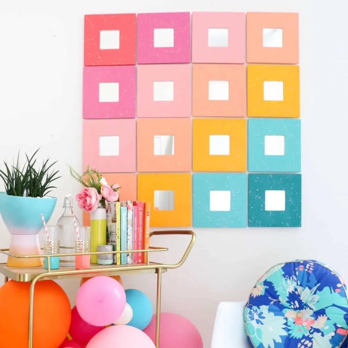 colorful and affordable mirror diys