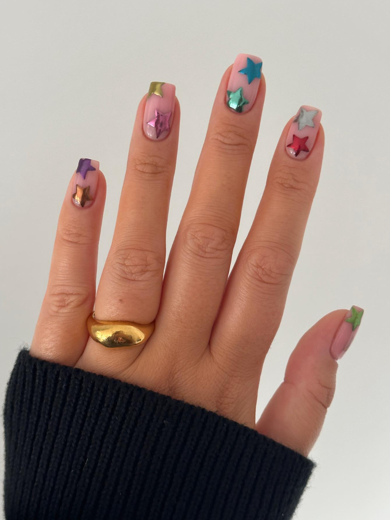 Colorful Christmas Stars nails