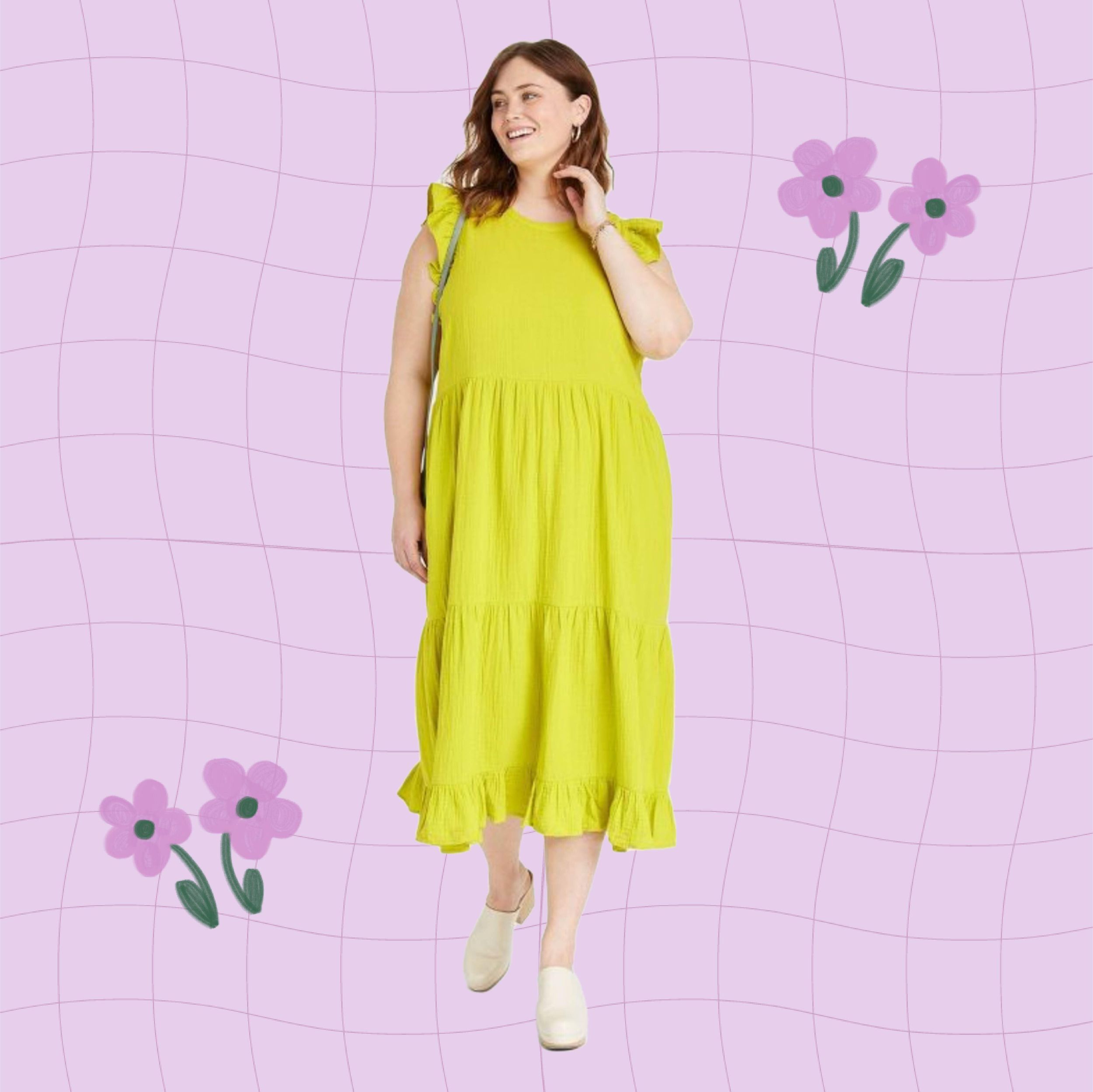 colorful spring dresses chartreuse with ruffles