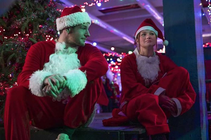 Connor Swindells and Olivia Holt in Jingle Bell Heist on Netflix