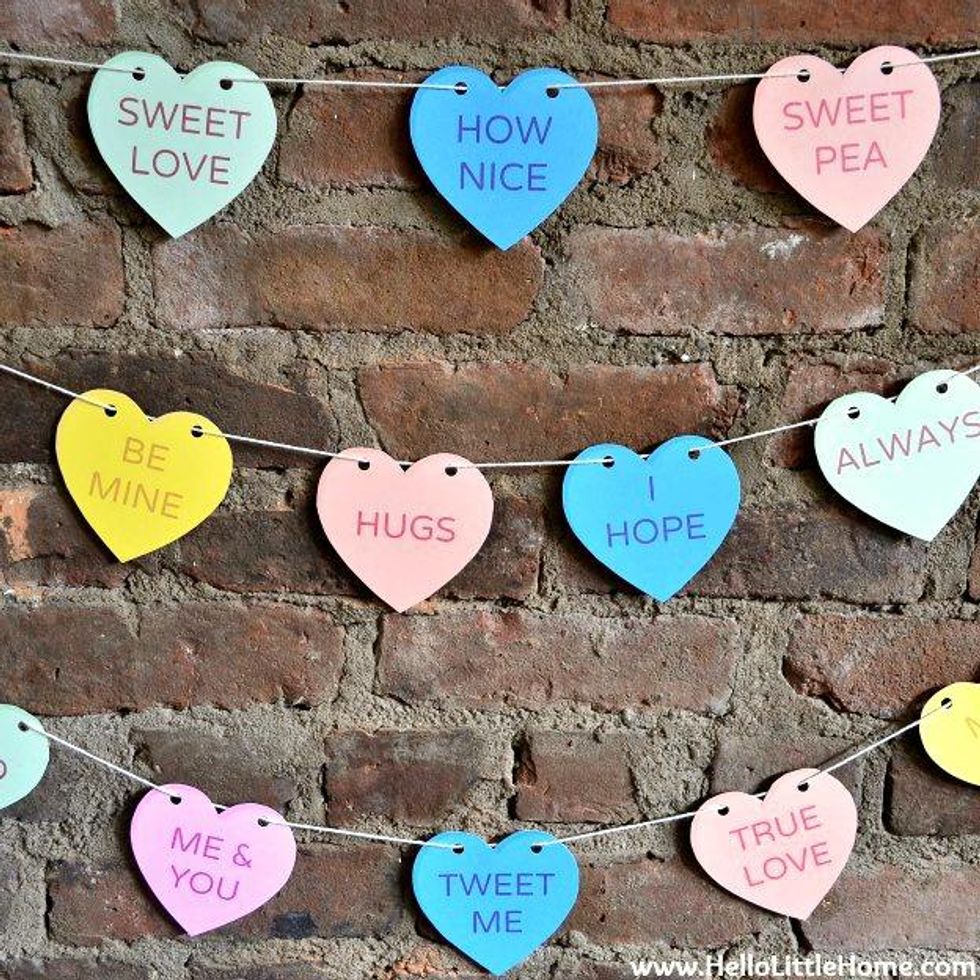 Conversation Heart Banner Valentine\u2019s Day Decor Ideas