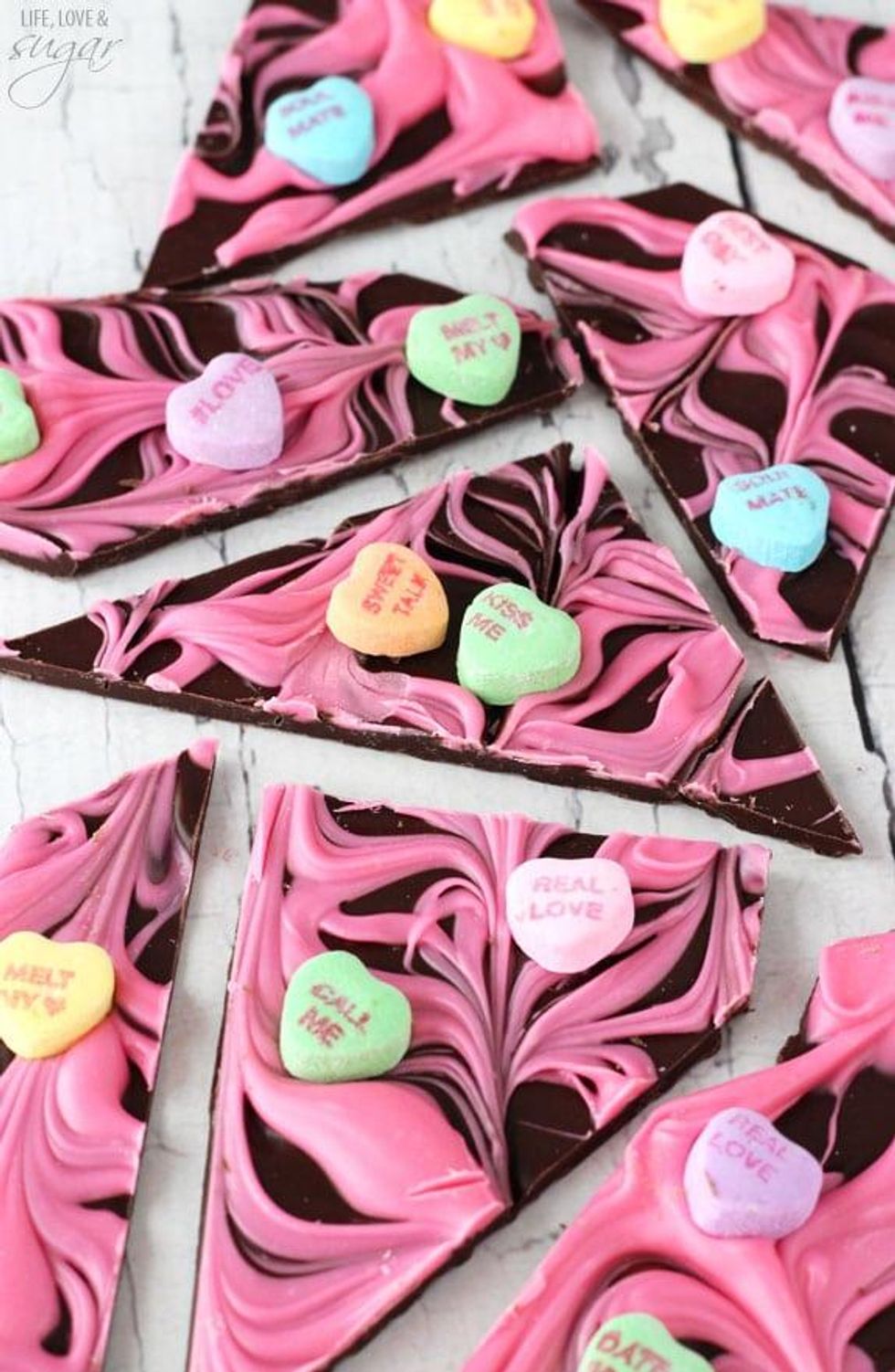 Conversation Heart Chocolate Bark
