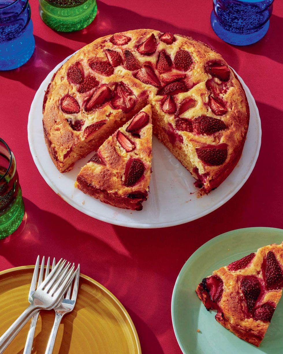 Corn & Strawberry Pop-By Cake