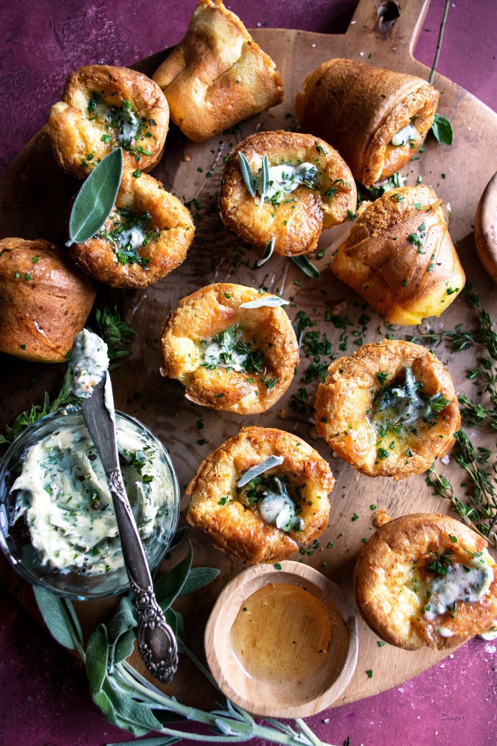 Cornmeal Popovers with Herb Honey Butter