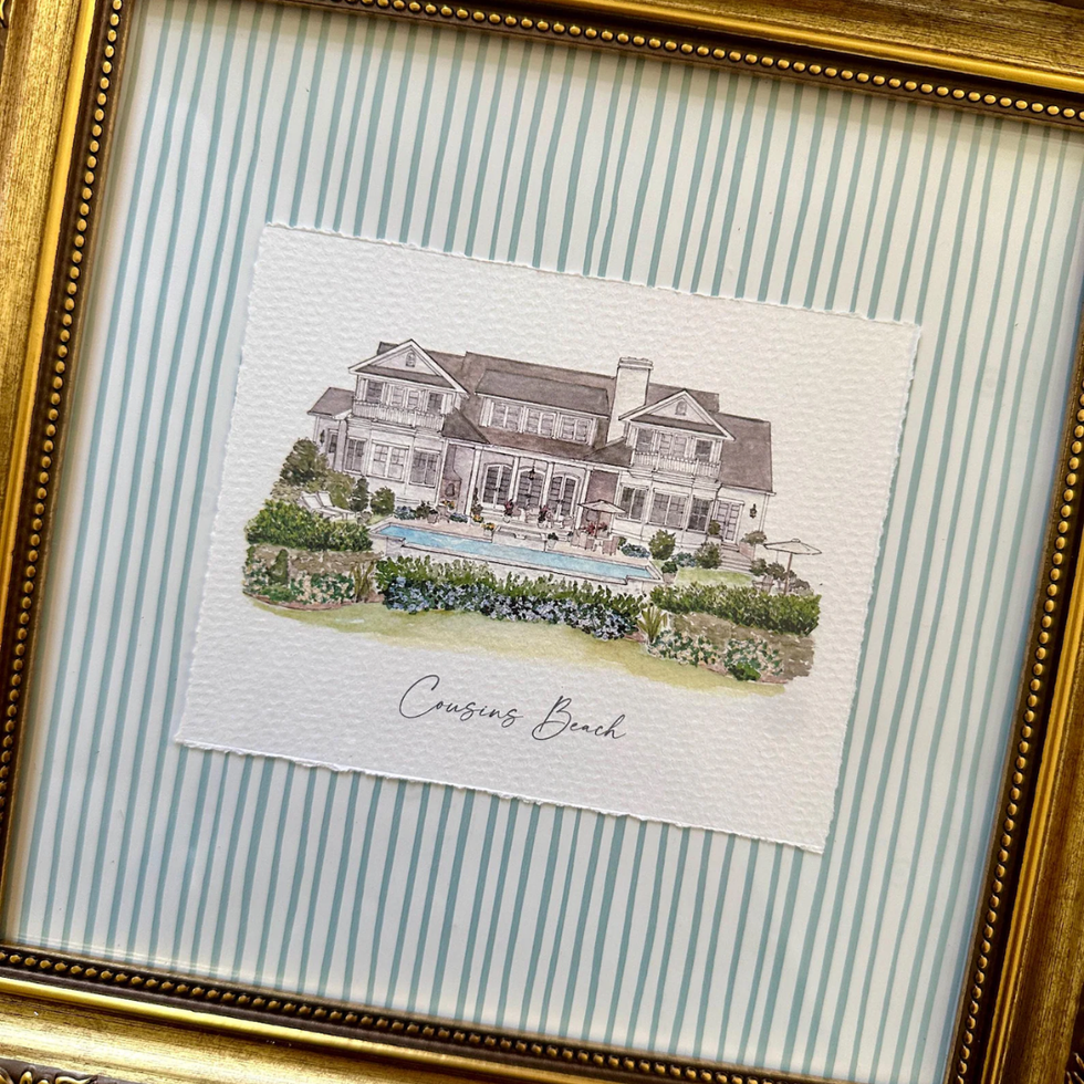Cousins Beach Home Hand-Painted Watercolor Print