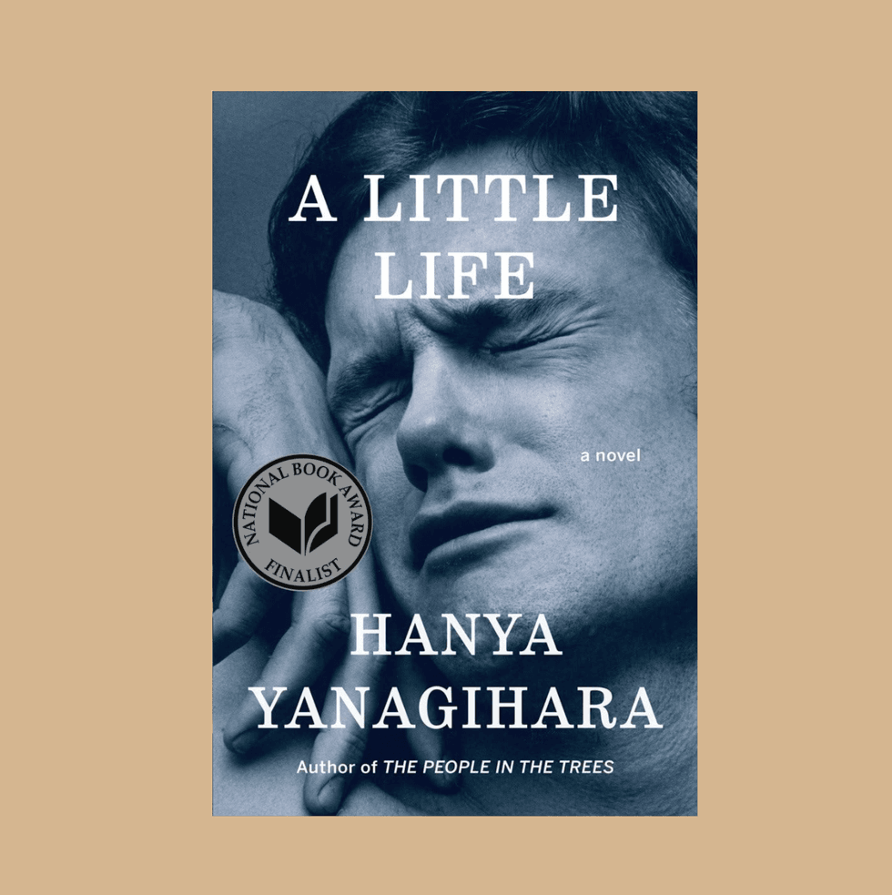 Cover of "A Little Life" by Hanya Yanagihara, showing a distressed face and award badge.